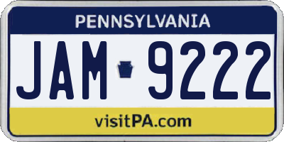 PA license plate JAM9222