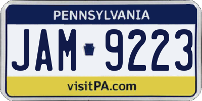 PA license plate JAM9223
