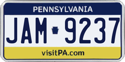 PA license plate JAM9237