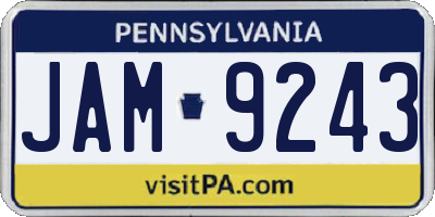 PA license plate JAM9243