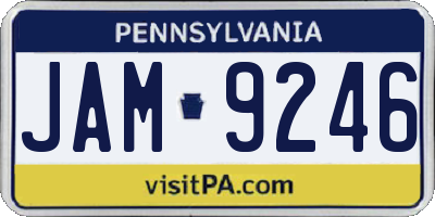 PA license plate JAM9246