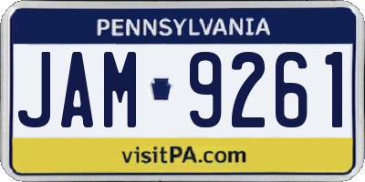 PA license plate JAM9261