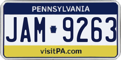 PA license plate JAM9263