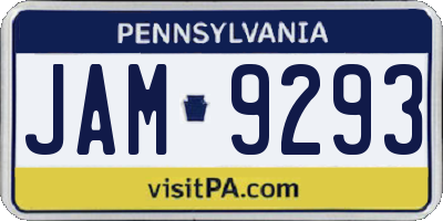 PA license plate JAM9293