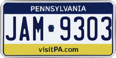 PA license plate JAM9303