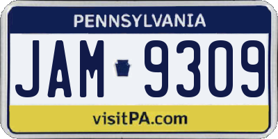 PA license plate JAM9309