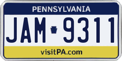 PA license plate JAM9311