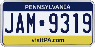 PA license plate JAM9319