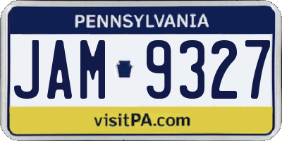 PA license plate JAM9327