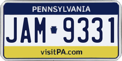 PA license plate JAM9331