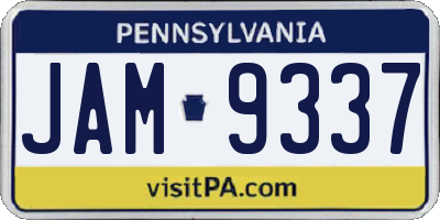 PA license plate JAM9337