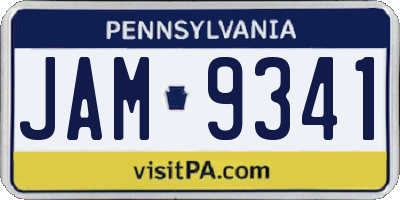 PA license plate JAM9341