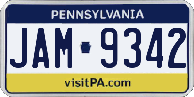 PA license plate JAM9342