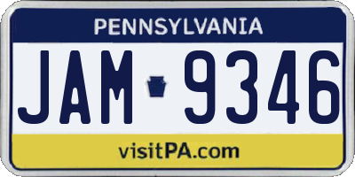 PA license plate JAM9346