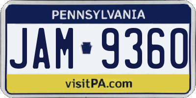 PA license plate JAM9360