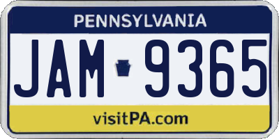 PA license plate JAM9365