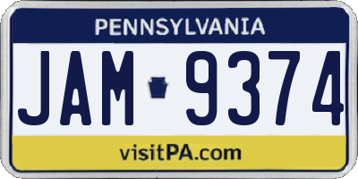 PA license plate JAM9374