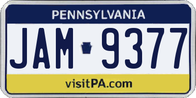 PA license plate JAM9377