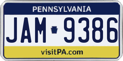 PA license plate JAM9386