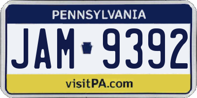PA license plate JAM9392