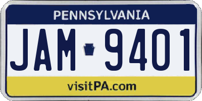 PA license plate JAM9401
