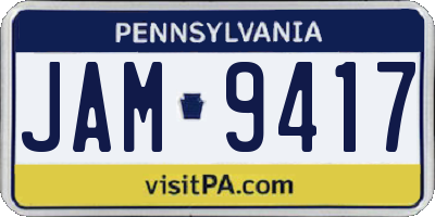 PA license plate JAM9417
