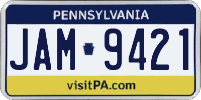 PA license plate JAM9421
