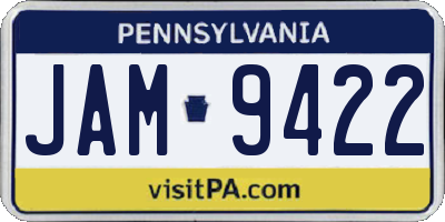 PA license plate JAM9422