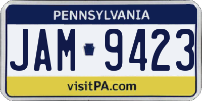 PA license plate JAM9423