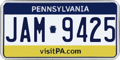 PA license plate JAM9425