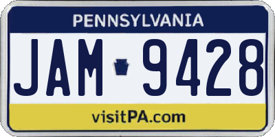 PA license plate JAM9428