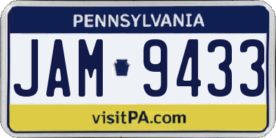 PA license plate JAM9433