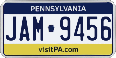 PA license plate JAM9456