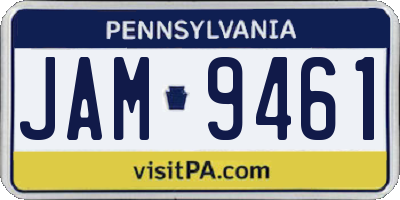 PA license plate JAM9461