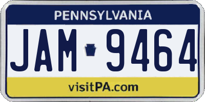 PA license plate JAM9464