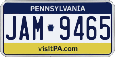 PA license plate JAM9465