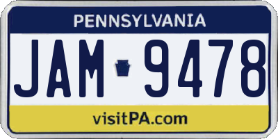 PA license plate JAM9478
