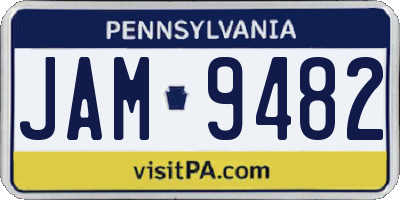 PA license plate JAM9482