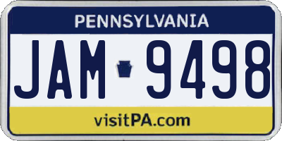 PA license plate JAM9498