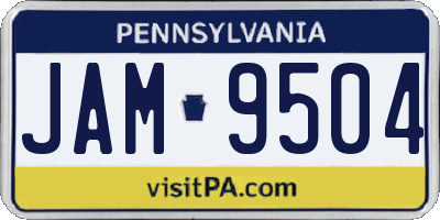 PA license plate JAM9504