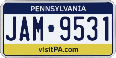 PA license plate JAM9531