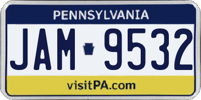 PA license plate JAM9532