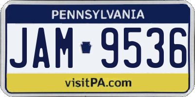 PA license plate JAM9536