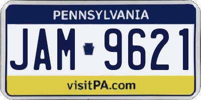 PA license plate JAM9621