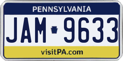 PA license plate JAM9633