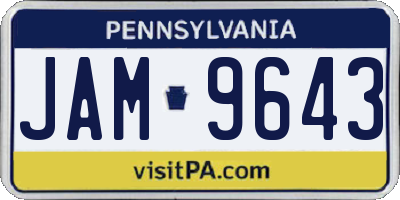 PA license plate JAM9643
