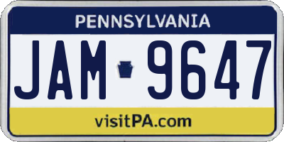 PA license plate JAM9647