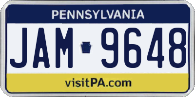 PA license plate JAM9648