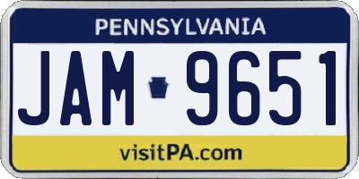 PA license plate JAM9651