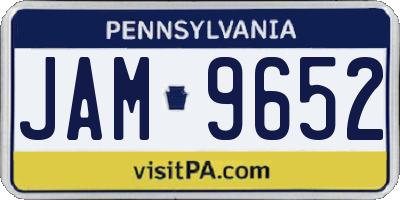 PA license plate JAM9652